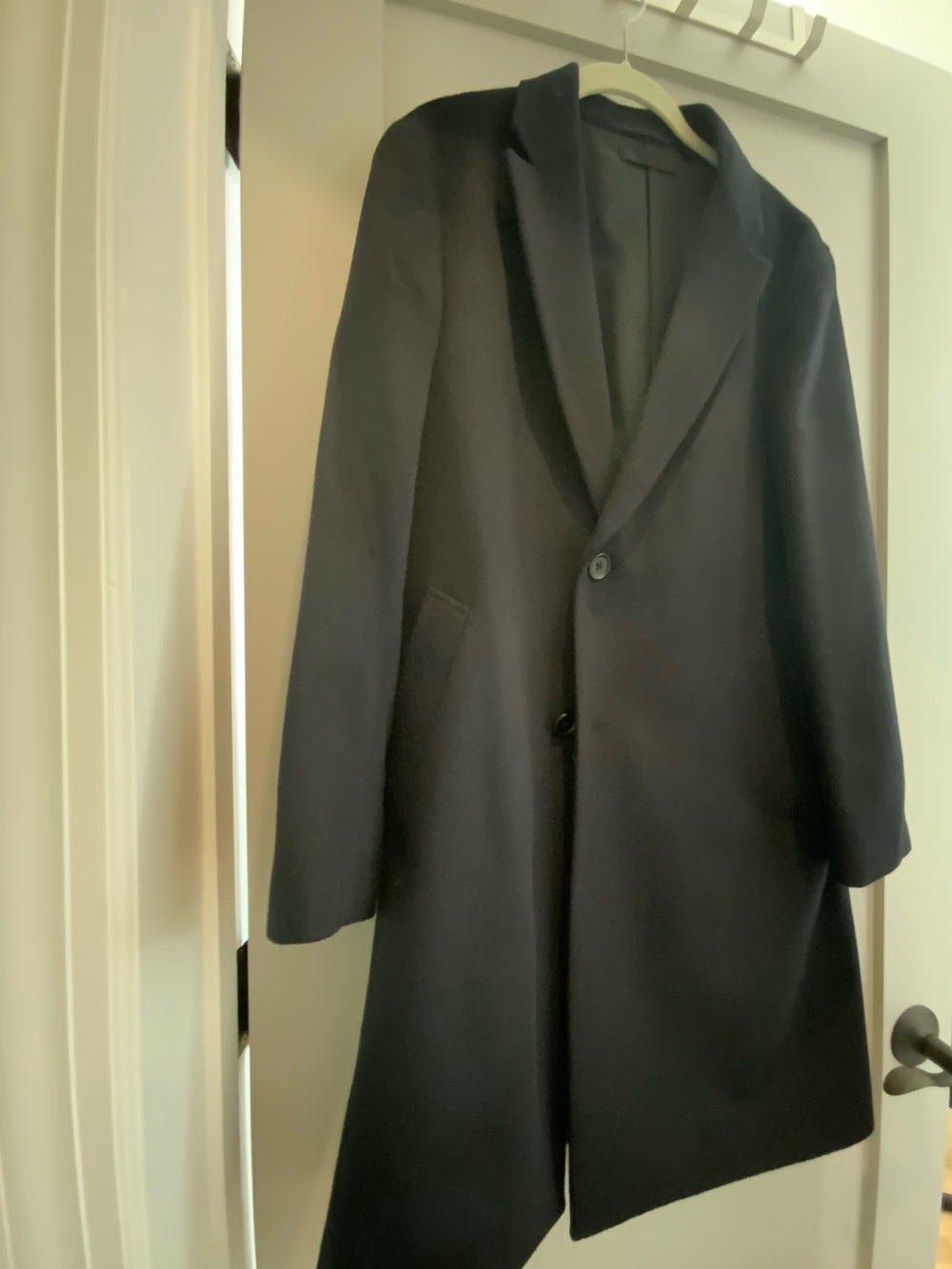 Uniqlo Men's Dark Navy Double-Button Wool Overcoat
